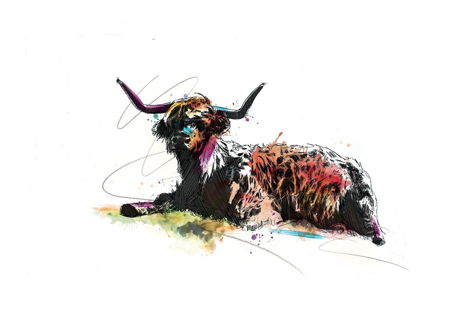 0054 Dm Highland Cow Big Broon Coo Art