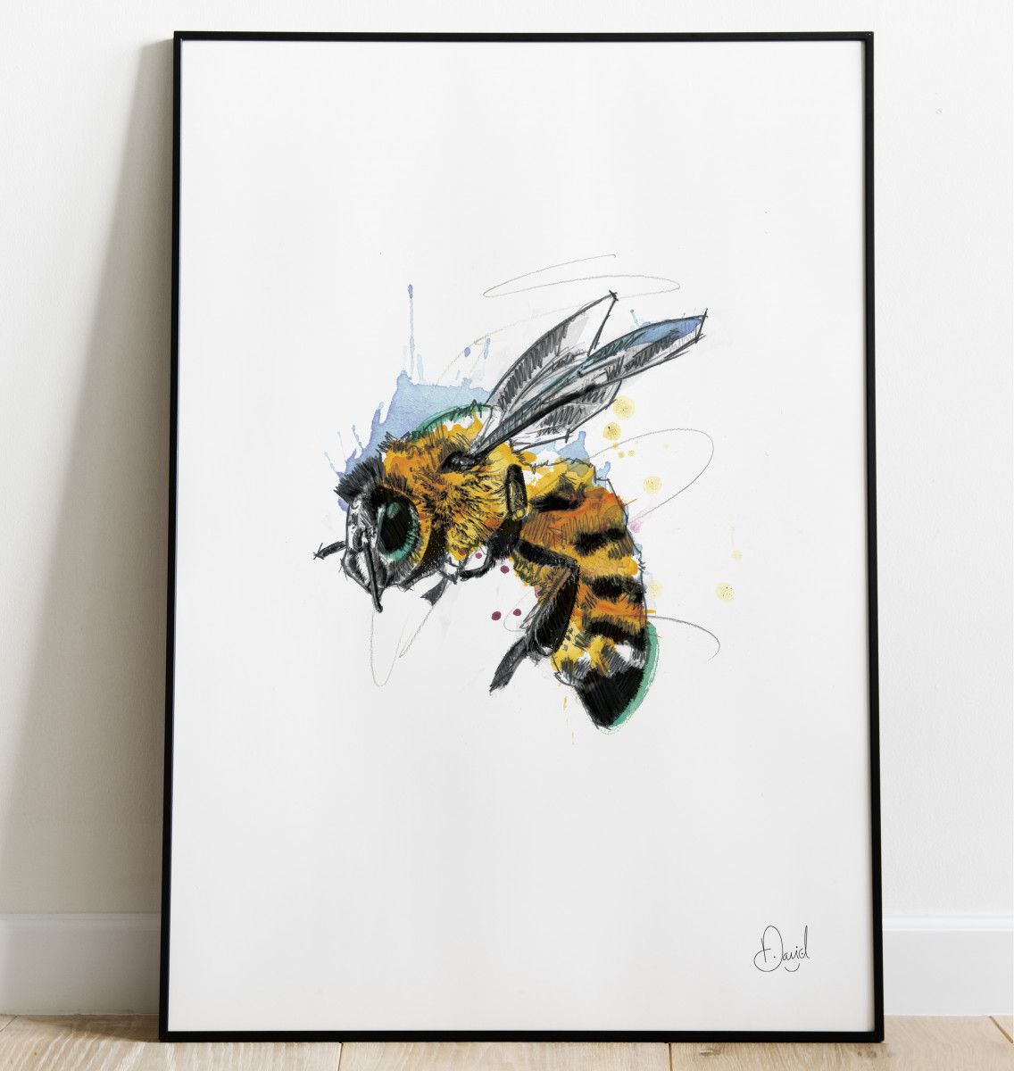Don't worry Bee happy - Bee art print