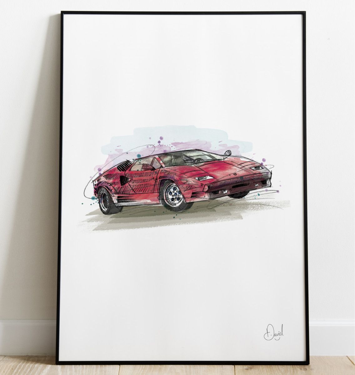 David Marston Art - Lamborghini - Countach - Big Red Lambo