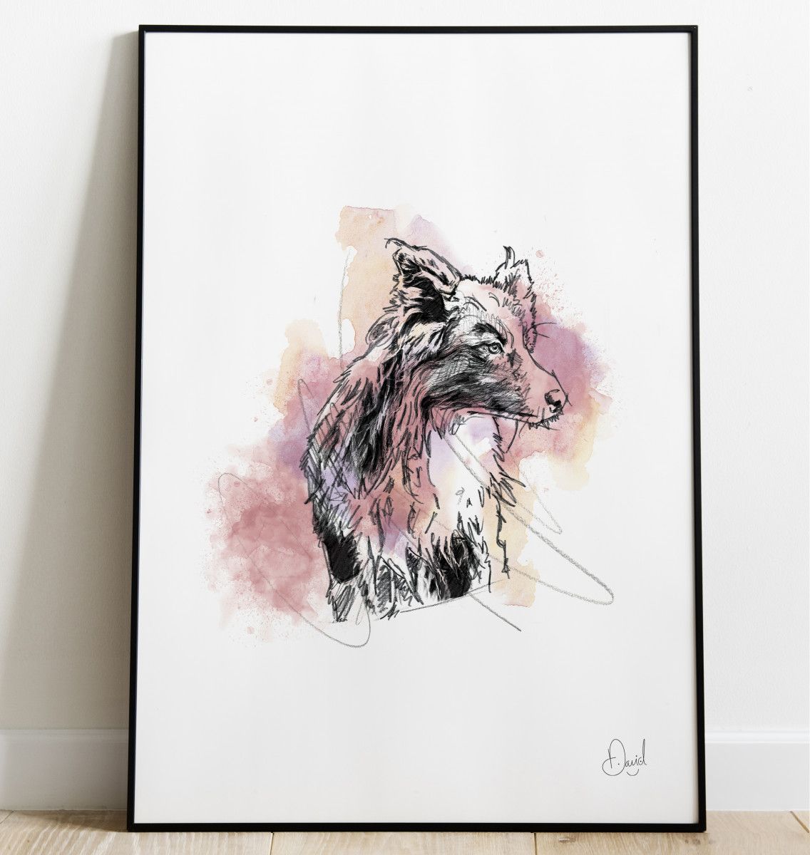 Collie dog - Collie Wobbles art print