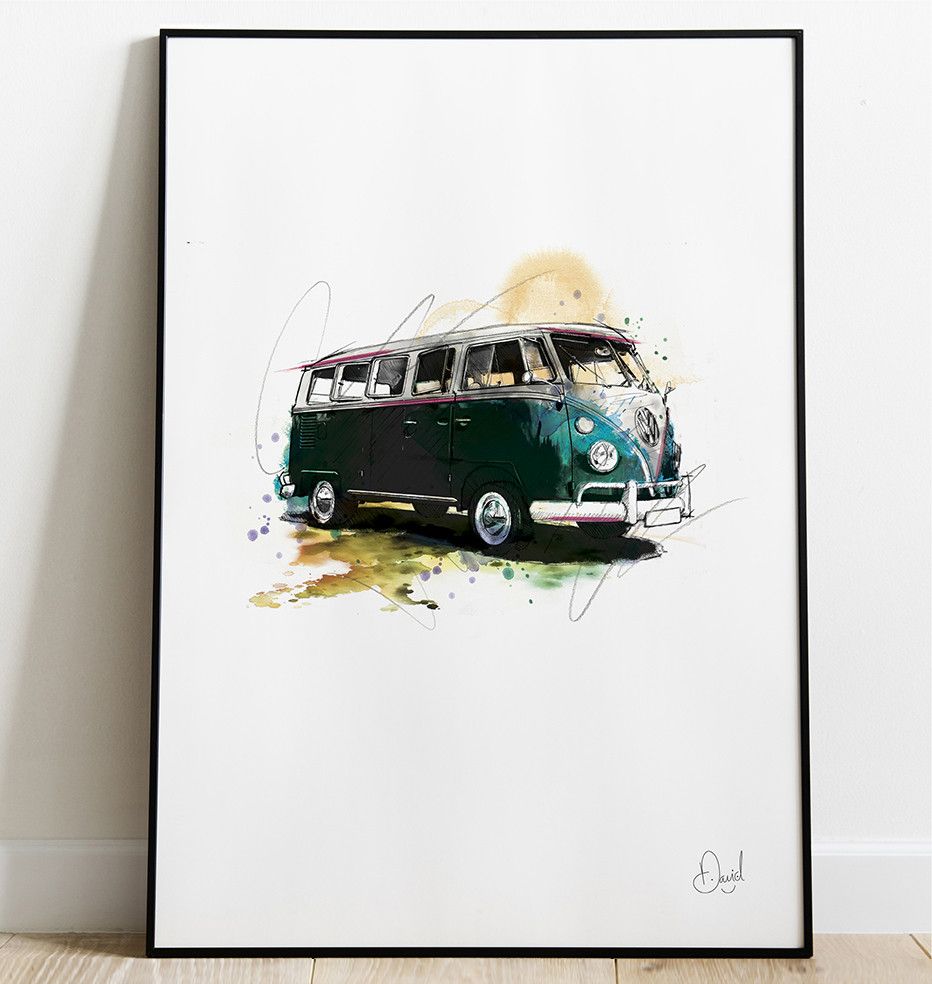 Volkswagen Campervan Type 2 - Camped out art print