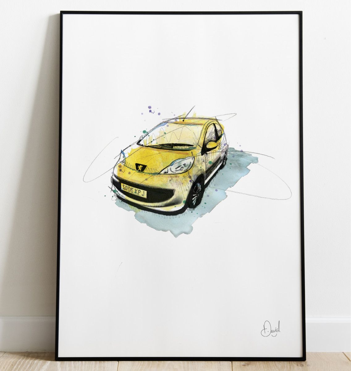Puegot 107 - Yellow streak art print