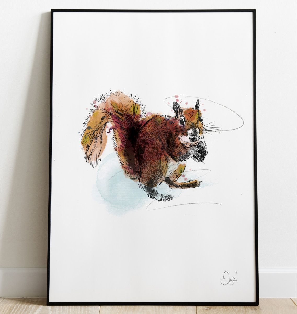 Squirrel away - Squirrel art print