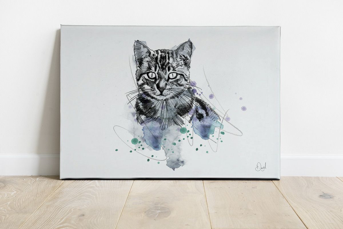 037 Dm Canvas Cats Grey Tabby Landscape Web