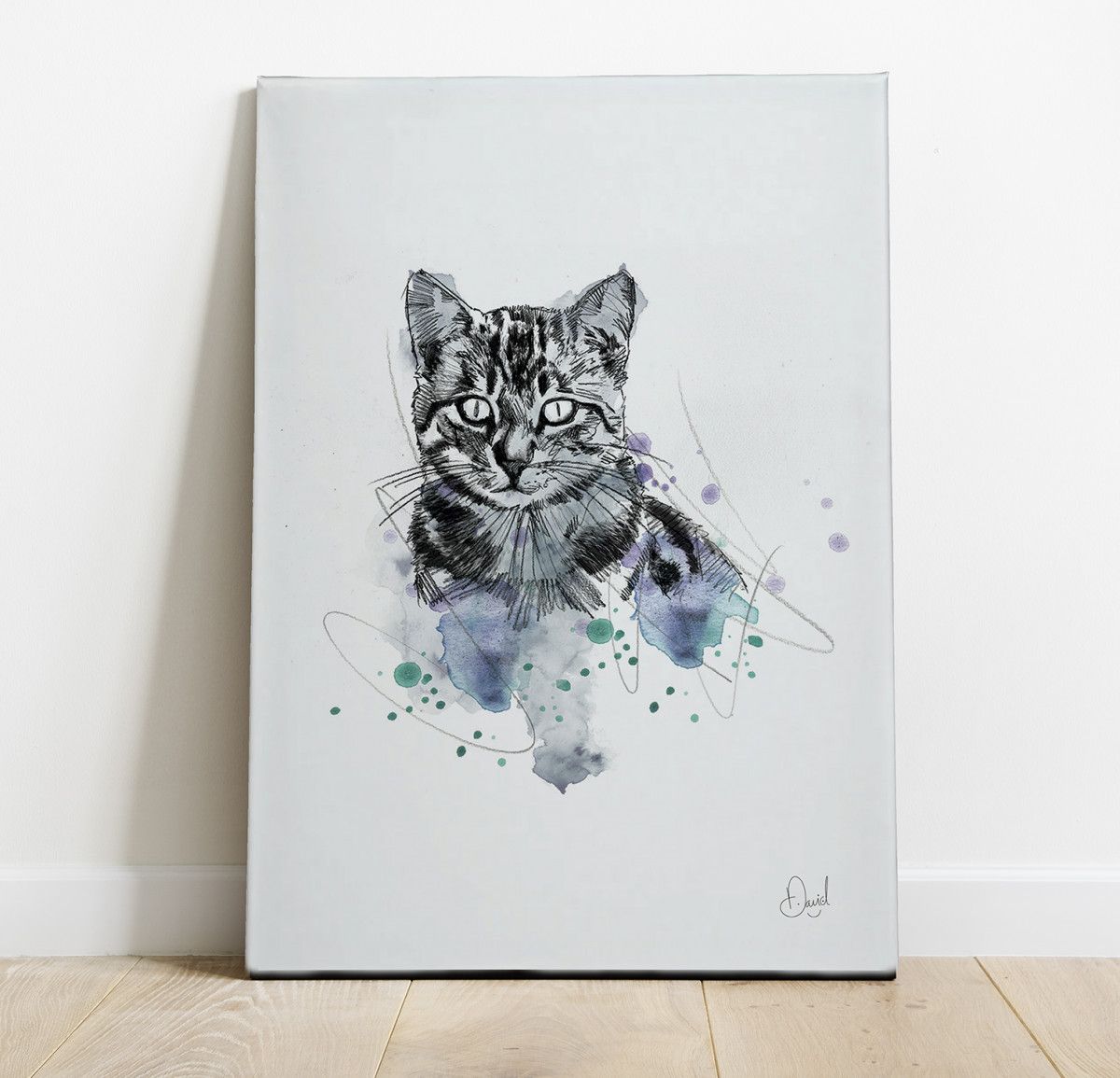 037 Dm Canvas Cats Grey Tabby Portrait Web