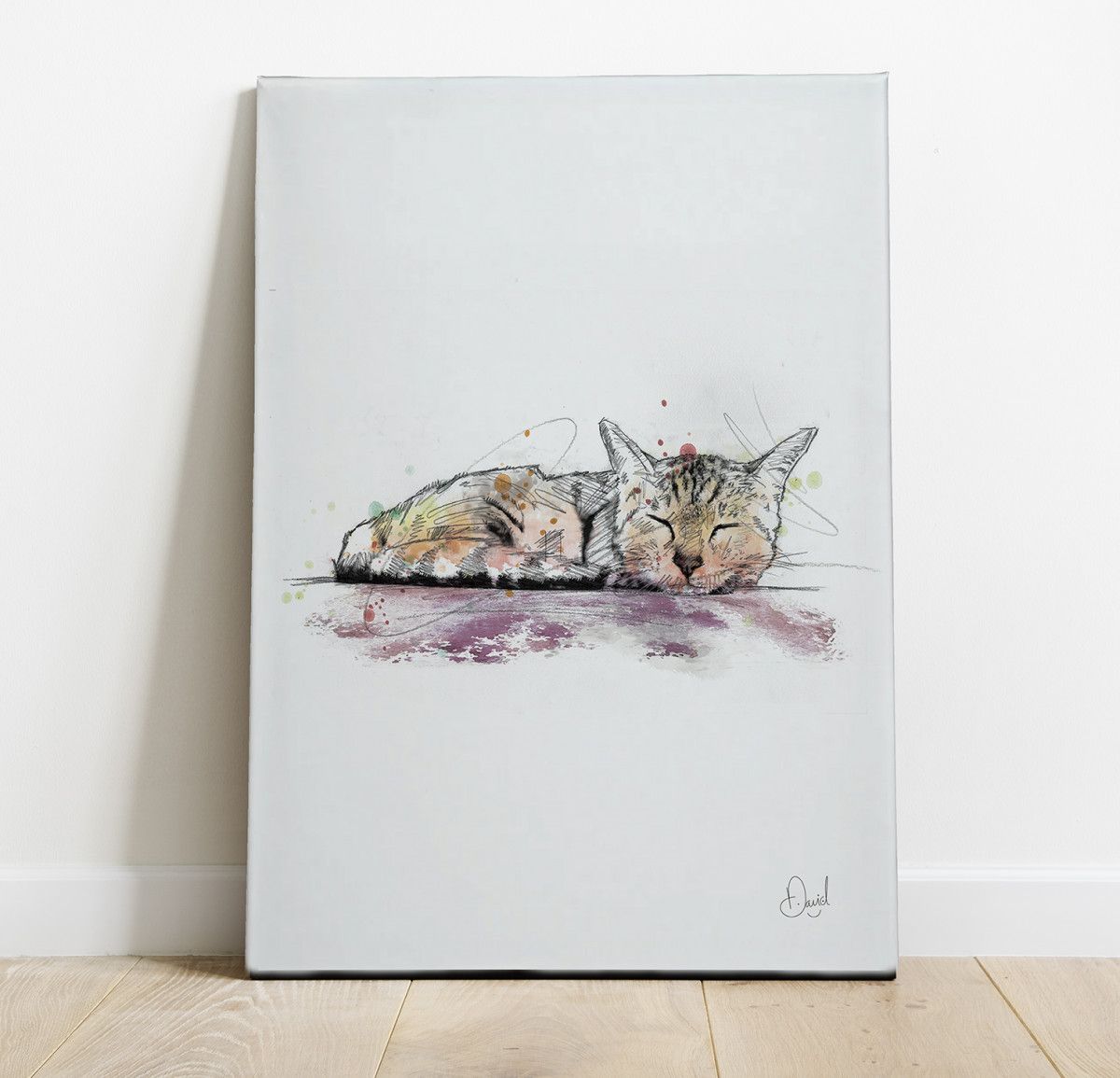040 Dm Cats Canvas Let Sleeping Cats Lie Portrait Art
