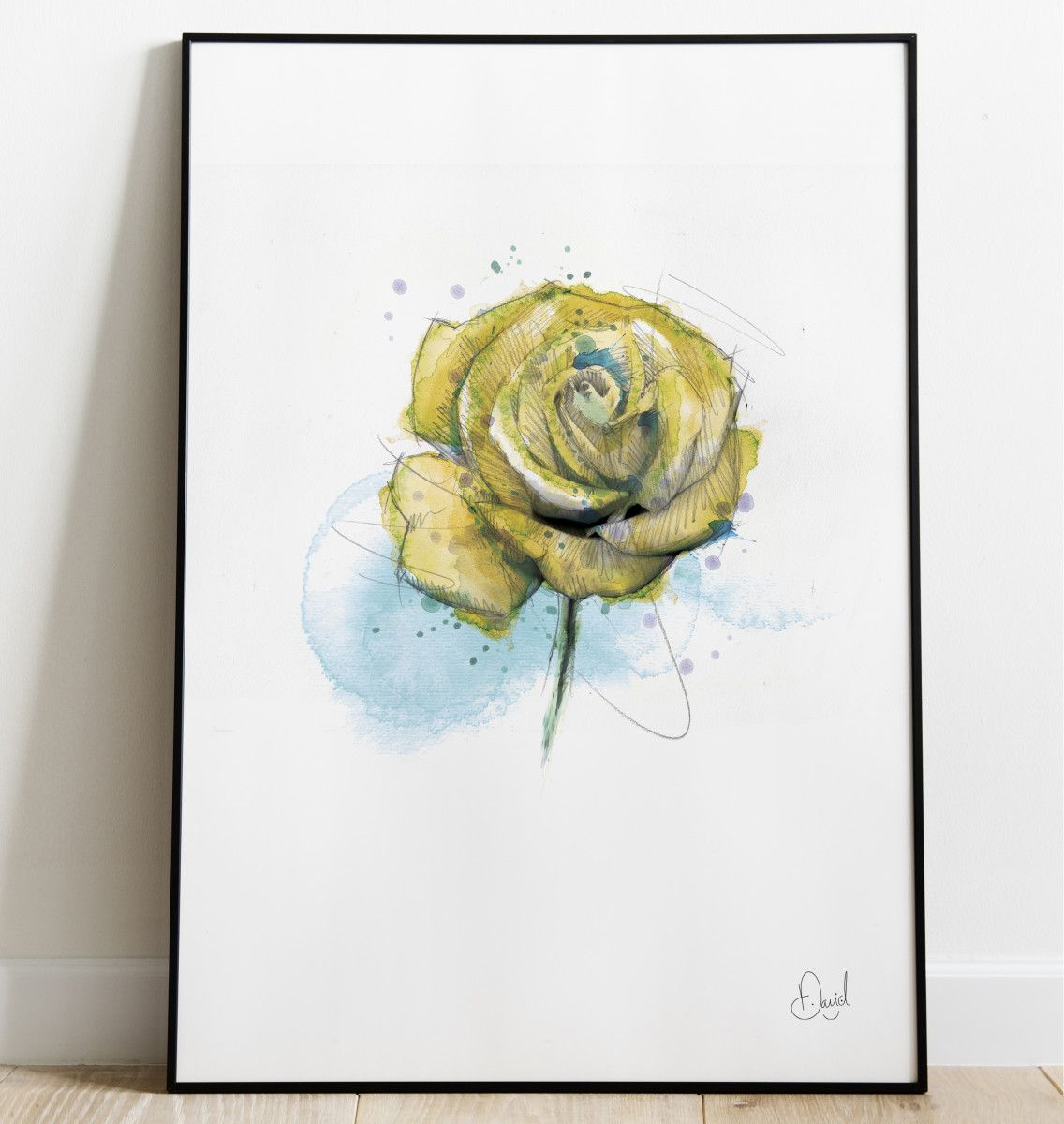 Yellow Rose floral art print