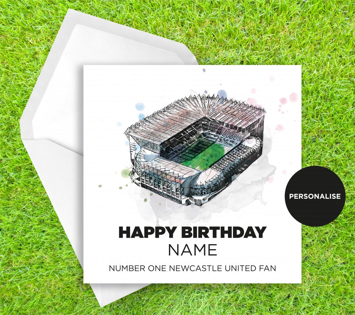 Newcastle United, St James' Park, personalised birthday card