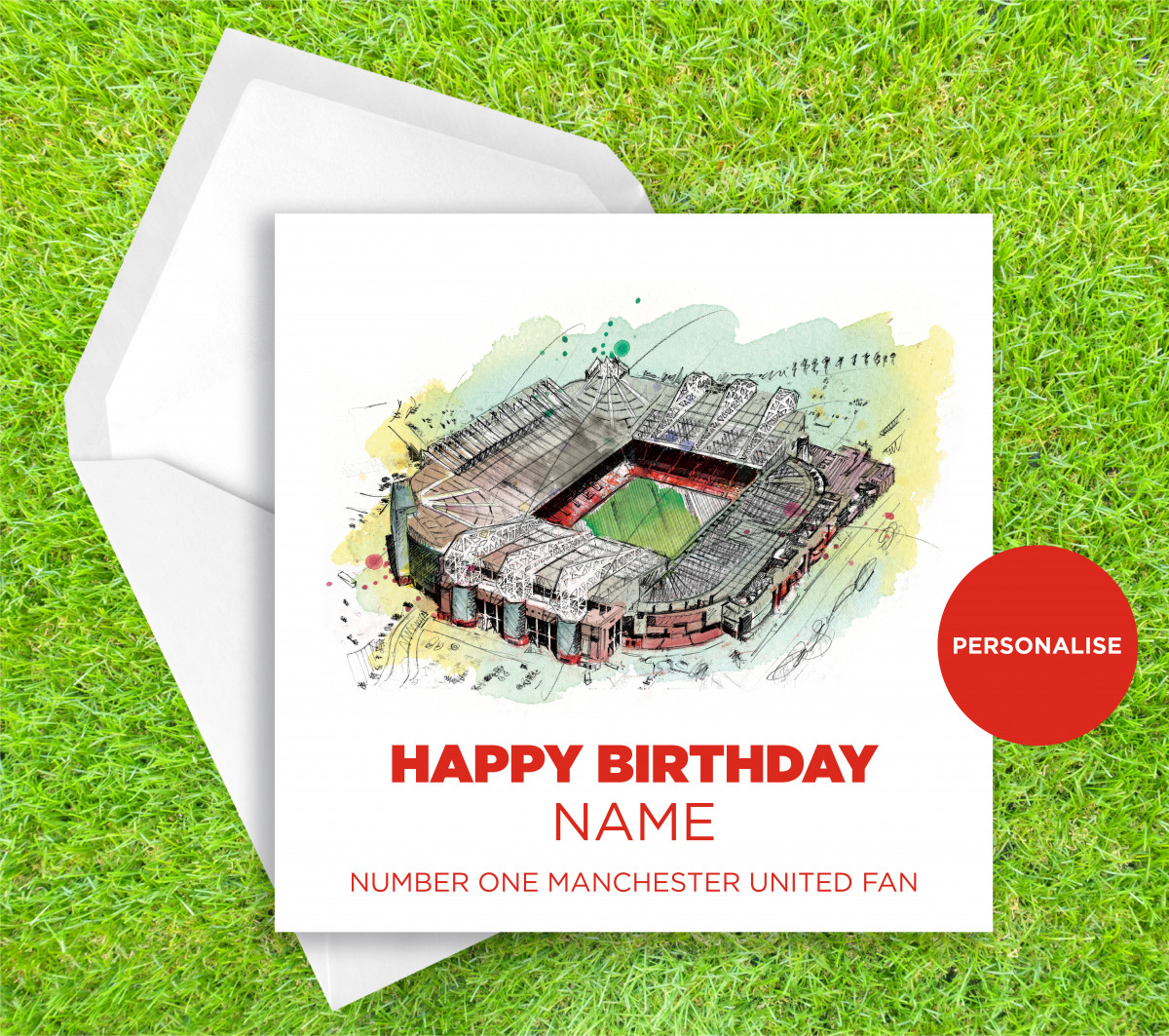Manchester United, Old Trafford, personalised birthday card