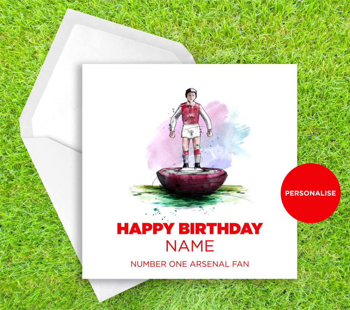 Arsenal, Subbuteo, personalised birthday card