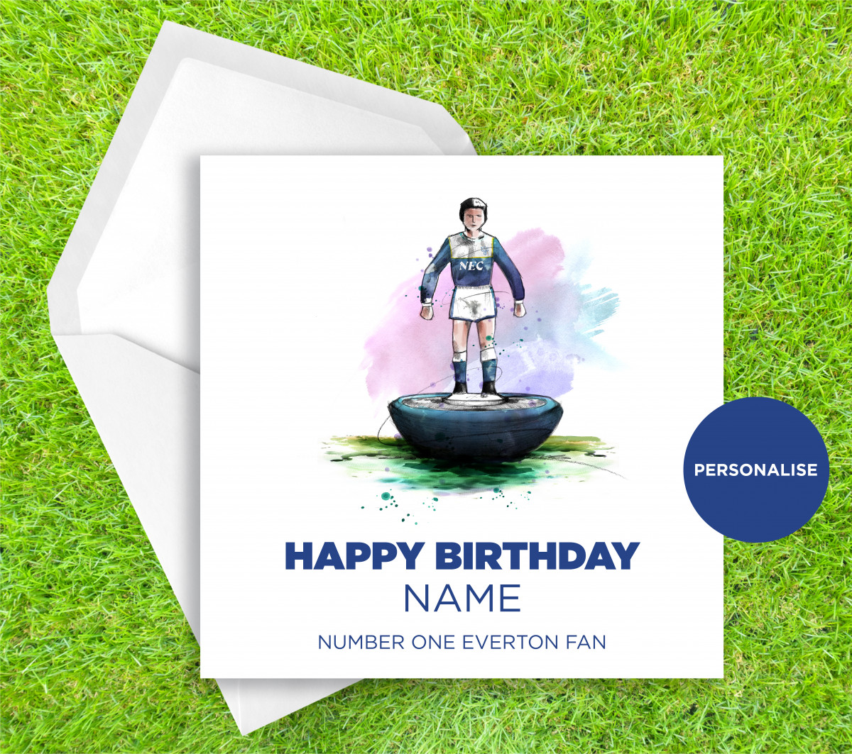 Everton, Subbuteo, personalised birthday card