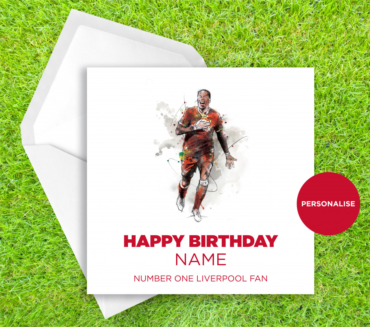 Liverpool FC, Virgil Van DijK, personalised birthday card