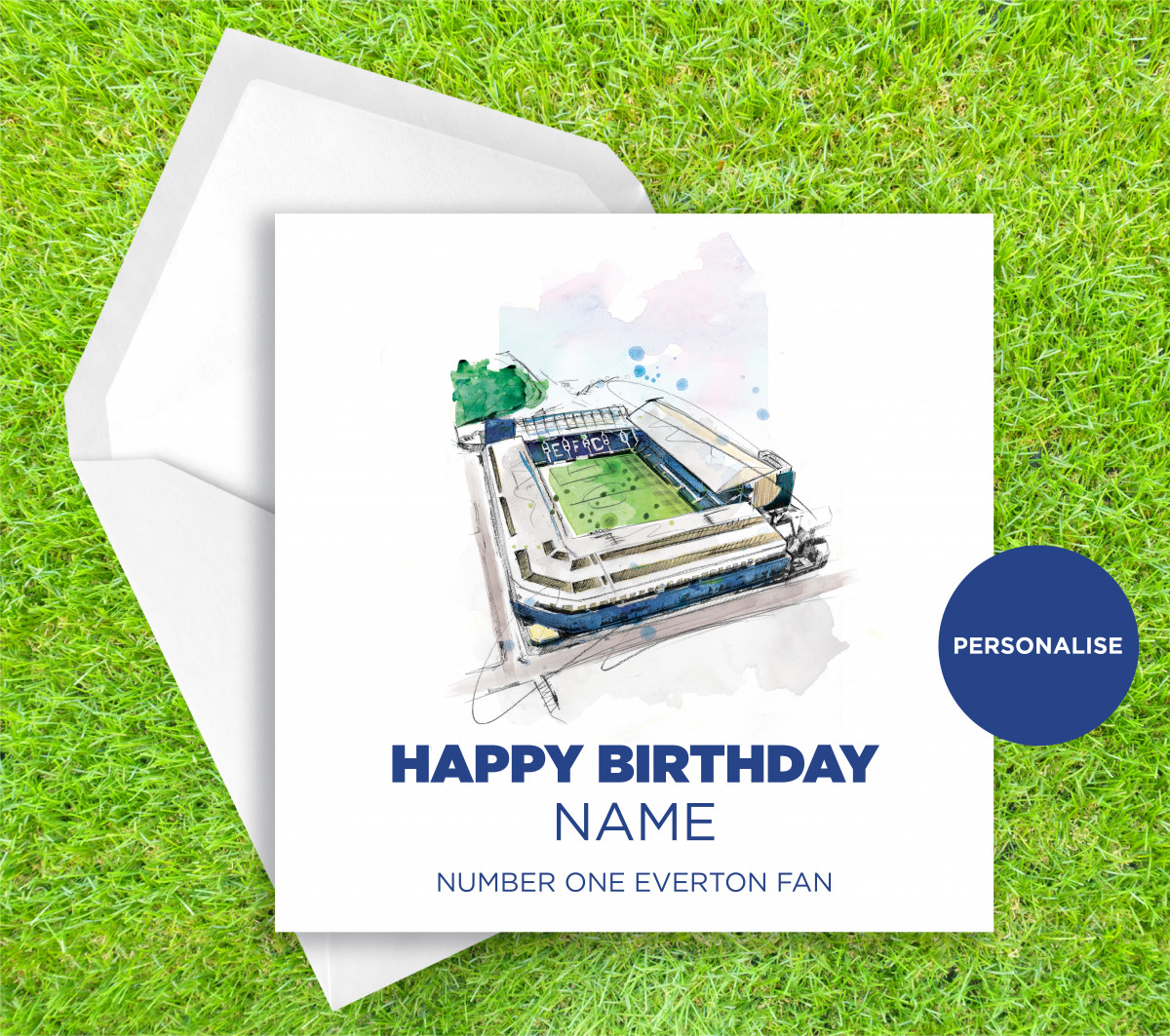 Everton, Goodison Park, personalised birthday card