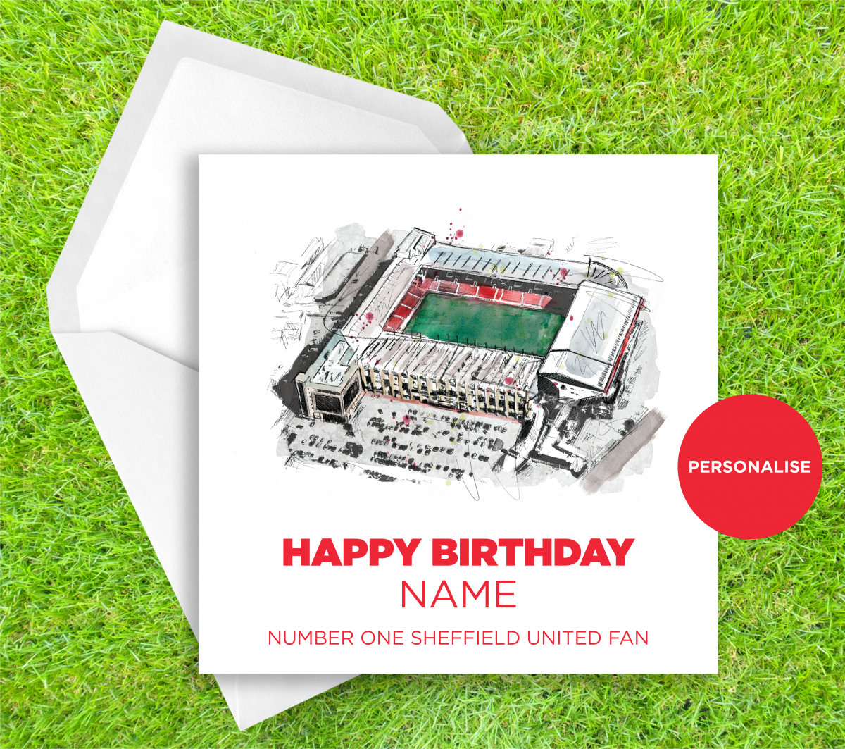 Sheffield United, Bramall Lane, personalised birthday card