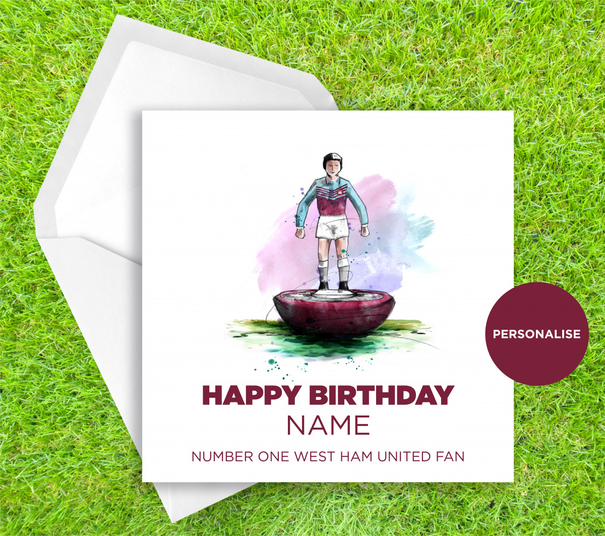 West Ham United, Subbuteo, personalised birthday card