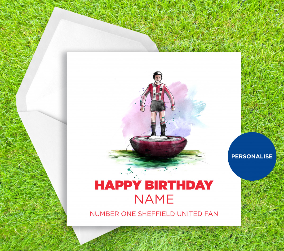 Sheffield United, Subbuteo, personalised birthday card