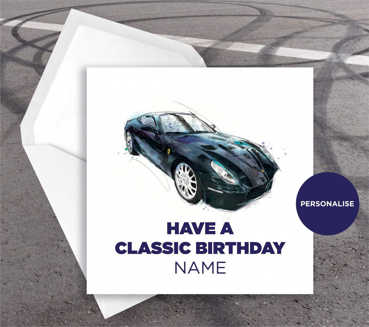 Ferrari California, personalised birthday card