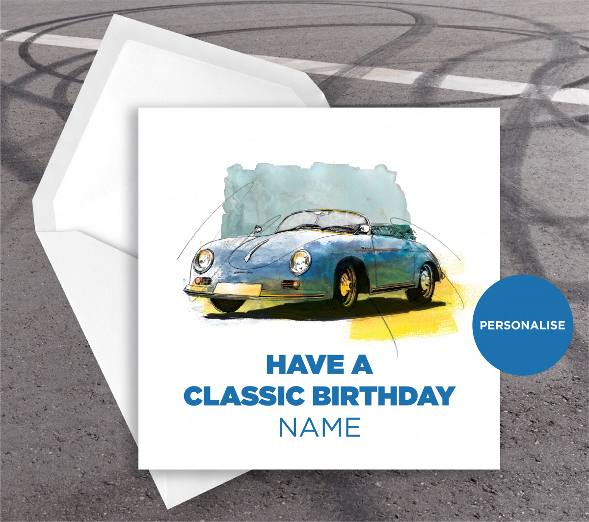 Porsche 356 Speedster, personalised birthday card