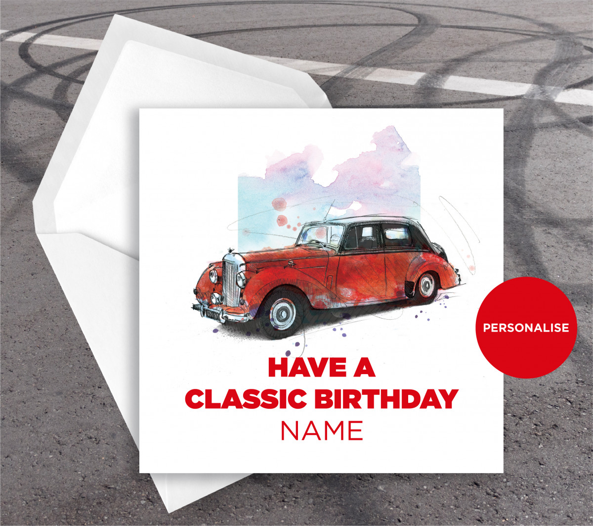 Bentley, R Type, personalised birthday card