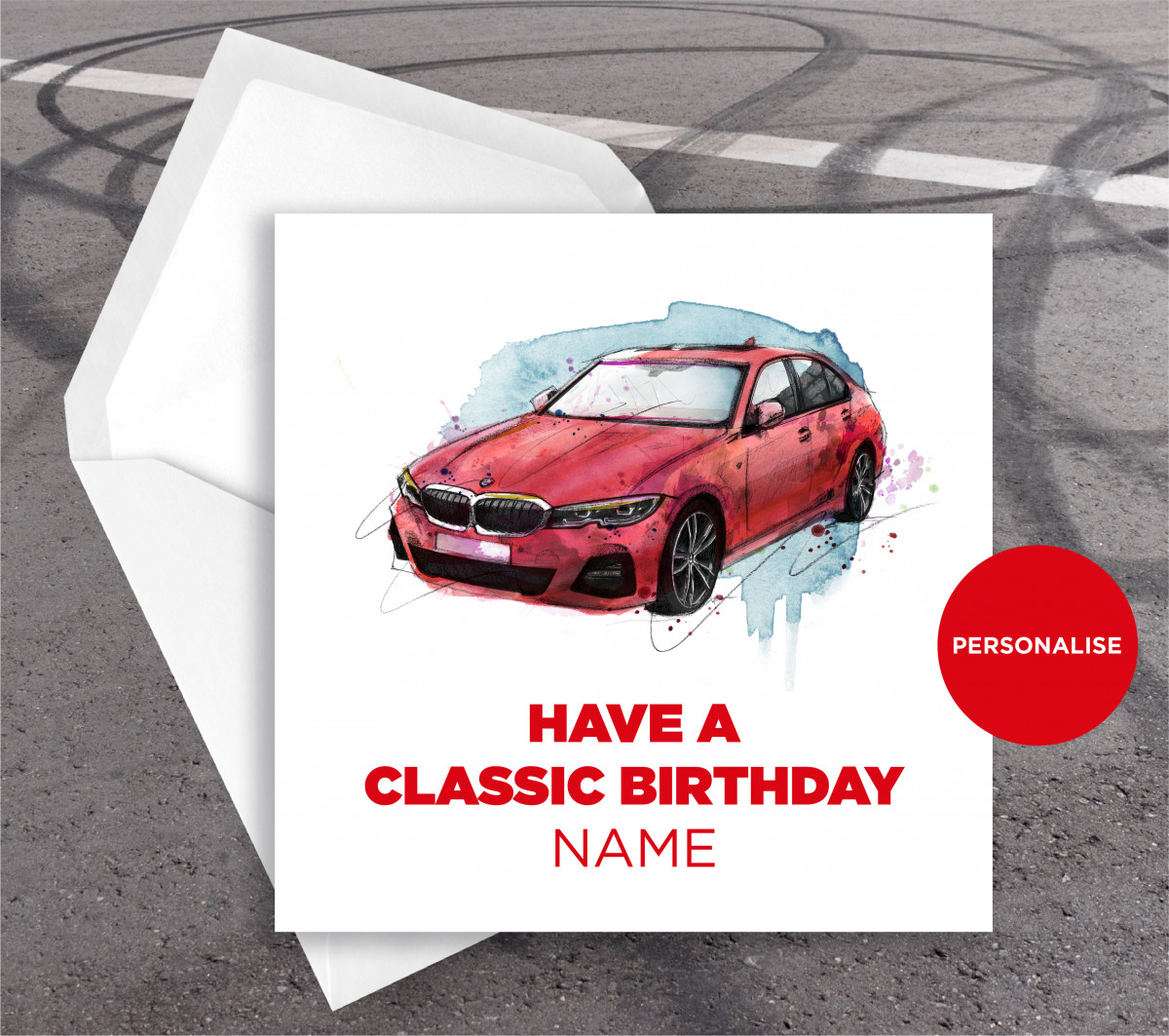 BMW 3 Series, personalised birthday card