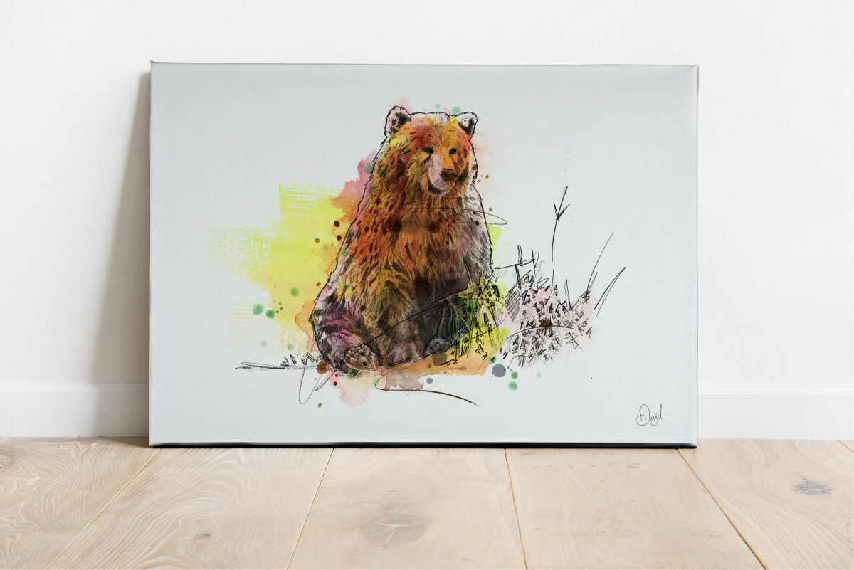 0316 Dm Grizzly Bear Grin And Bear It Print Canvas Land Web