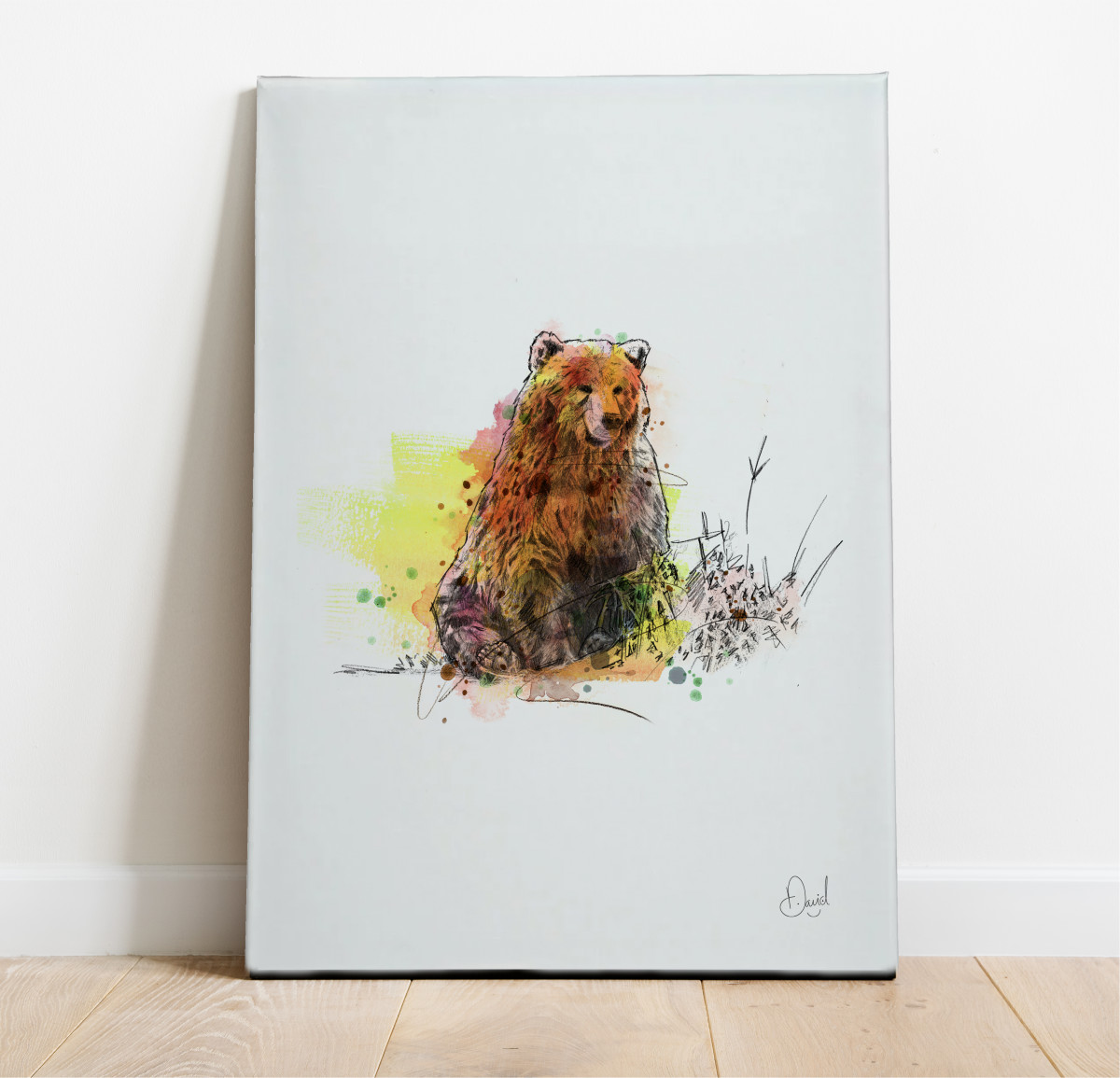 0316 Dm Grizzly Bear Grin And Bear It Print Canvas Port Web
