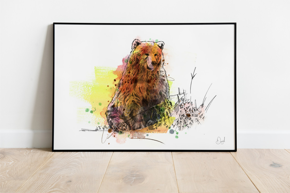 0316 Dm Grizzly Bear Grin And Bear It Print Frame Land Web