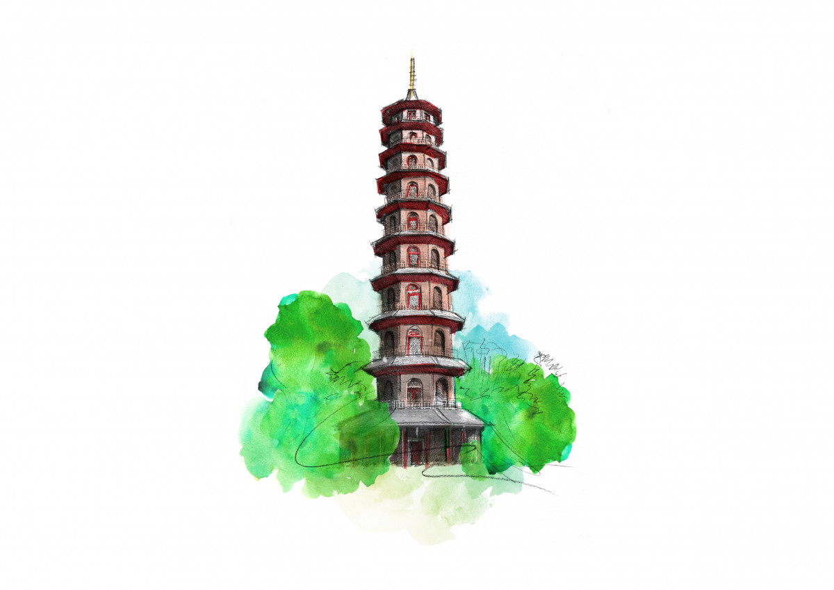 0320 Dm Kew Gardens Grand Pagoda Print Art