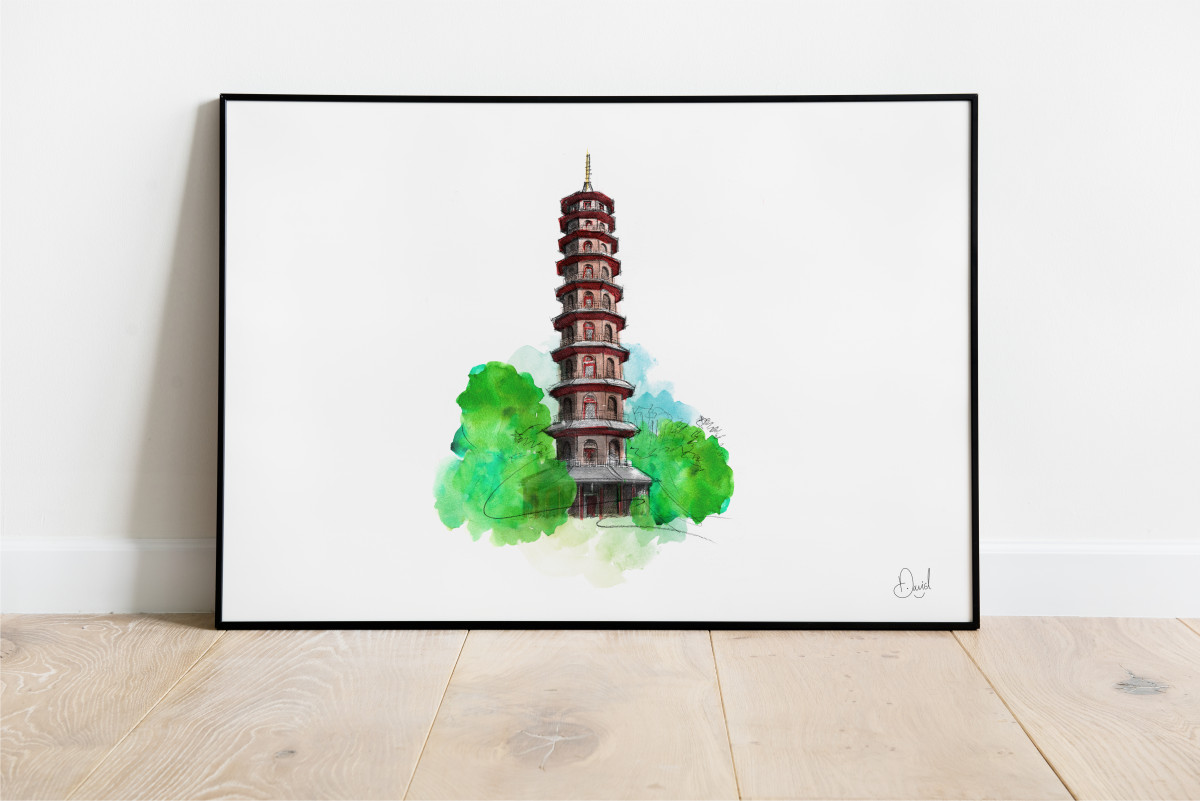 0320 Dm Kew Gardens Grand Pagoda Print Frame Land Web