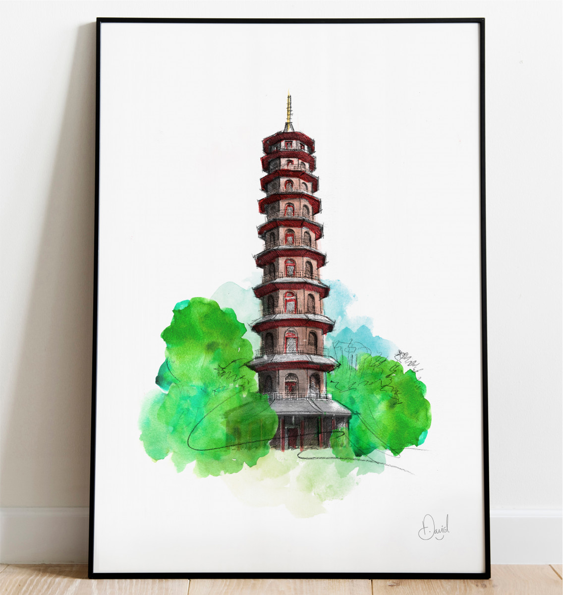 0320 Dm Kew Gardens Grand Pagoda Print Frame Port Web