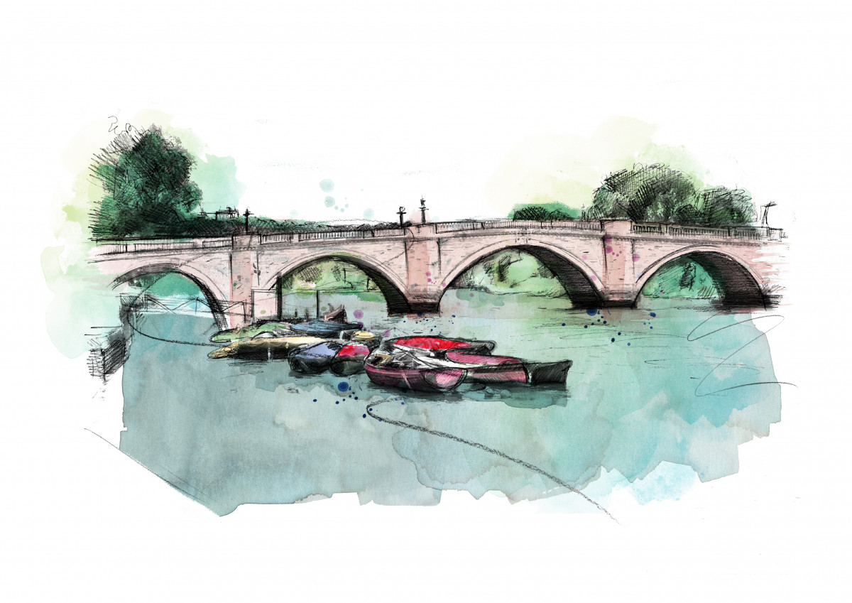 0322 Dm London Richmond Bridge Print Art