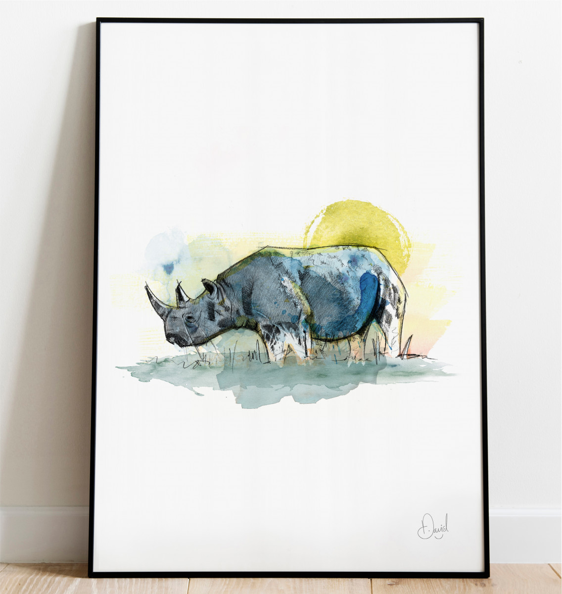 Rhi no go, Rhino art print